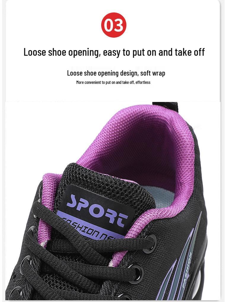 Women's Soft Sole Shock-Absorbing Dance Shoes with Breathable Mesh and Mid-Heel for Casual Square Dancing