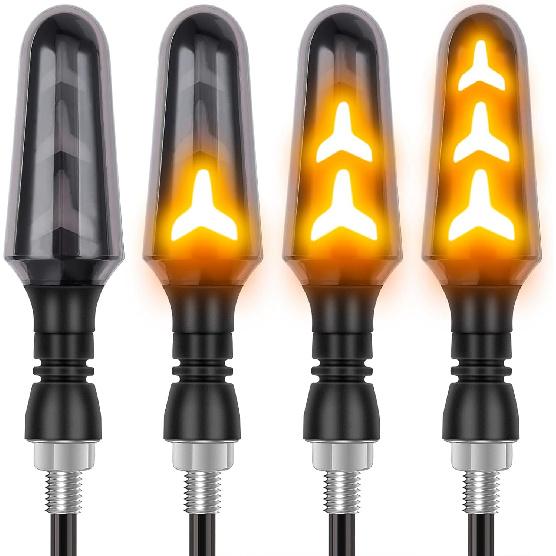 Kinstecks 4PCS Motorcycle Indicators Flowing Turning Indicators Turn Signal Lights 12V for Motorcycle Motorbike Scooter Quad Cruiser Harley Kawasaki