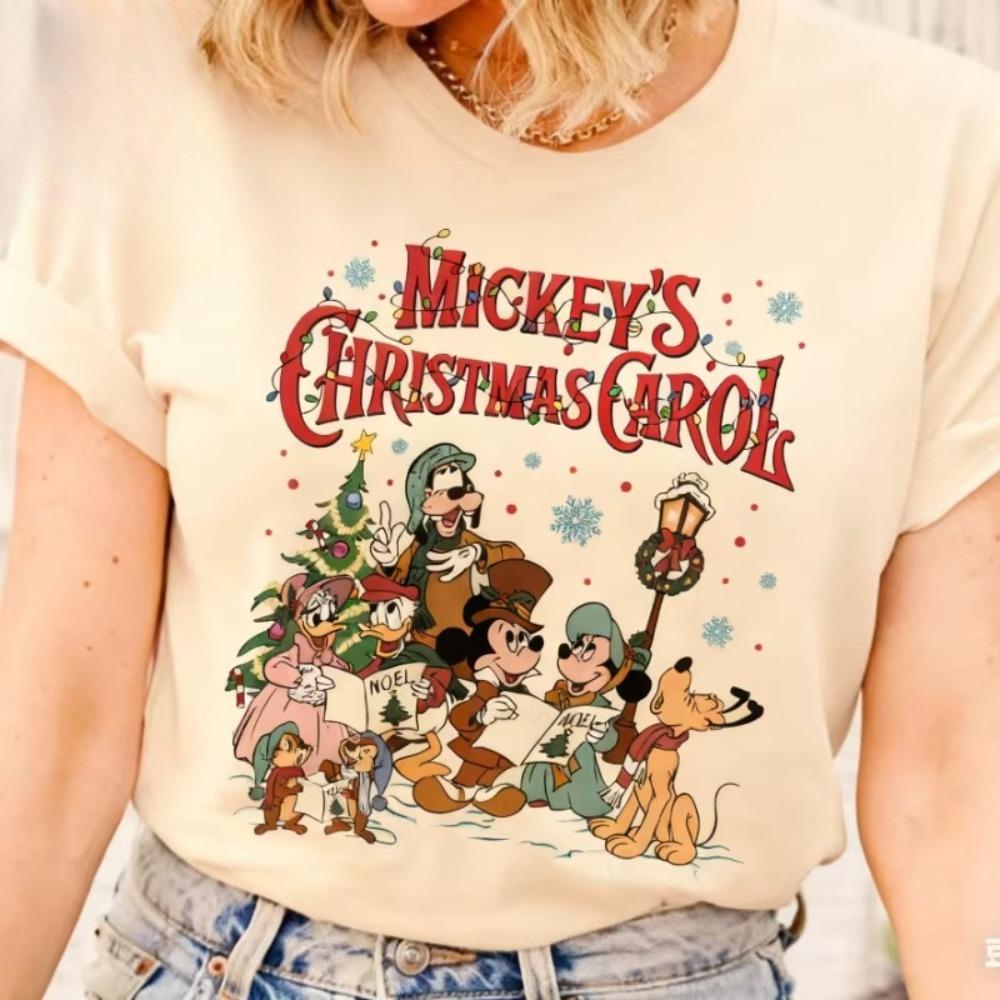 

2025 Рождество Дисней Микки Маус Летняя Футболка Женская Унисекс Одежда Оверсайз Повседневная Свободная Унисекс Женская Короткий Рукав Футболка Хлопок S