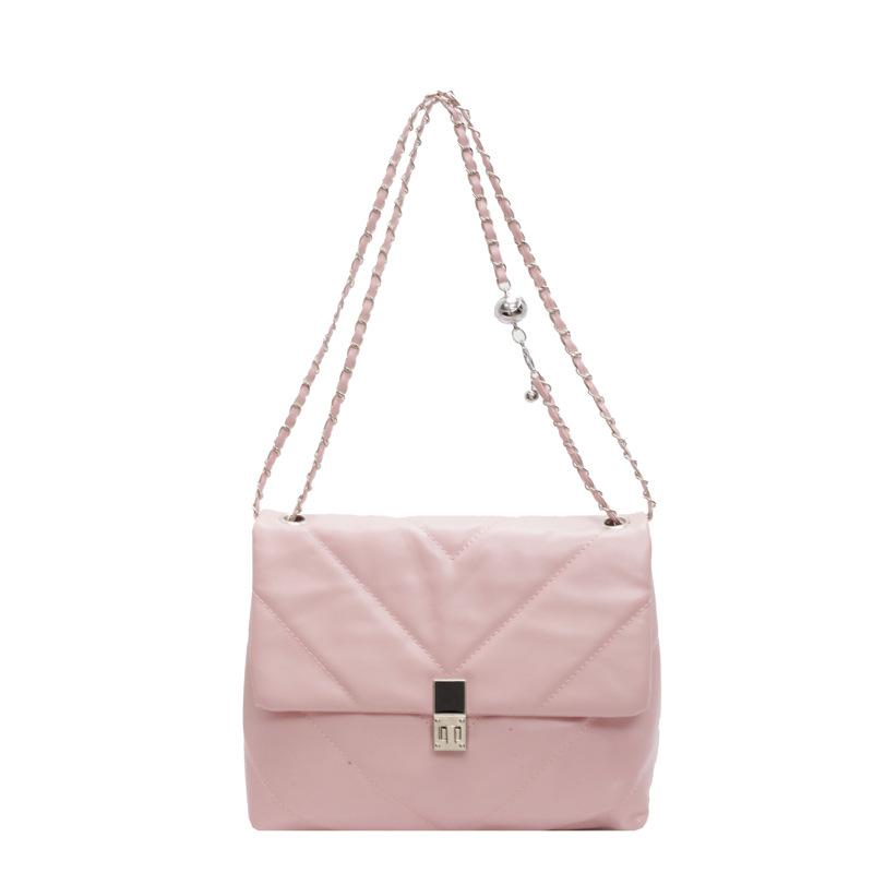

This year s popular bag 2024 new fashion shoulder bag autumn soft leather chain bag texture commuter messenger bag рожевий