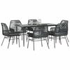 7 Piece Outdoor Dining Set with Cushions Black Poly Rattan Glass Table