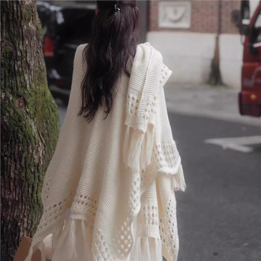 Travel Photo Shawl New Bohemian Style Fringe Versatile Scarf with Cheongsam Cardigan