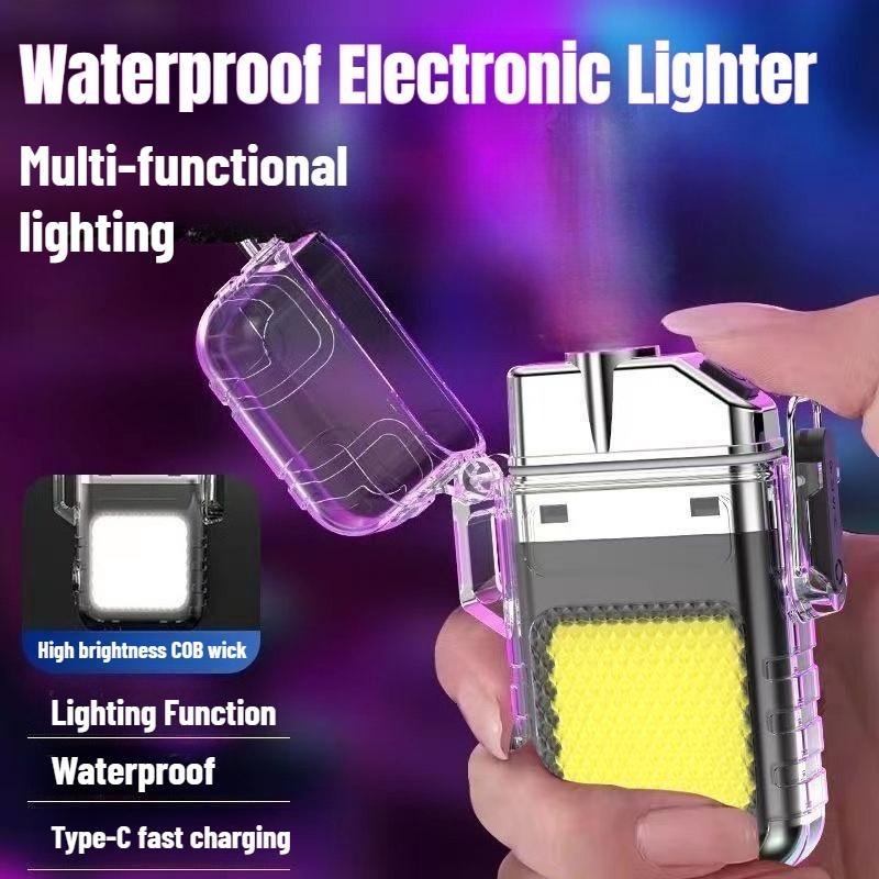 Linterna recargable de venta caliente luz de trabajo COB multifuncional mini linterna LED luz llavero encendedor de cigarrillos