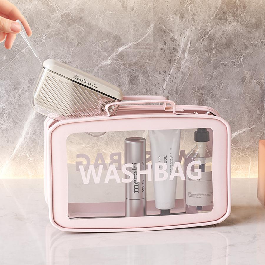 Travel Soap Dish Pink With Transparent Sealing Cover Portable Soap Box Outdoor Tourism Bathroom Soap Rack Storage Container