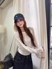 Women's White Lace Patchwork Sailboat Embroidered Long Sleeve T-shirt - Korean Style Early Autumn Versatile Top