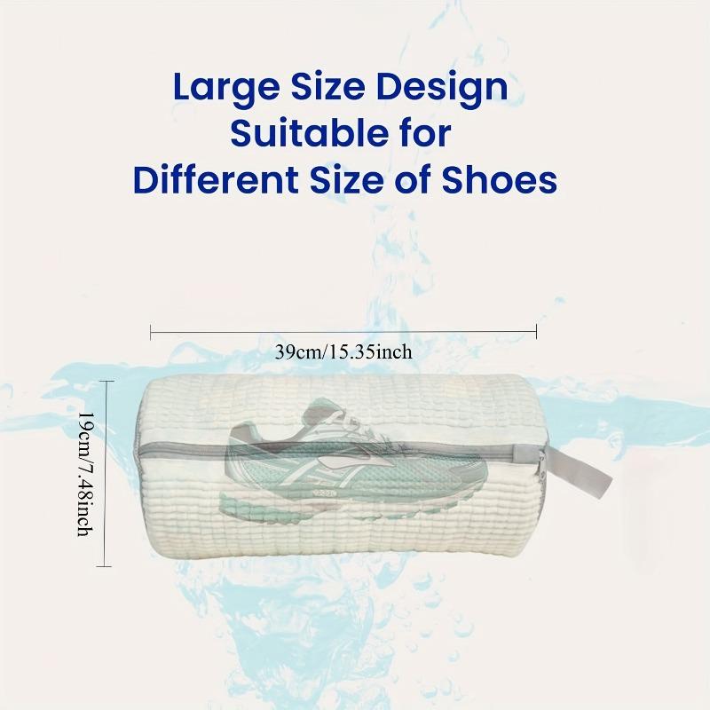 1pc Shoe Washing Machine Bag Laundry Dryer Safe Reusable Dustproof Cleaning Bag for Sports Tennis Shoes Stain Free White