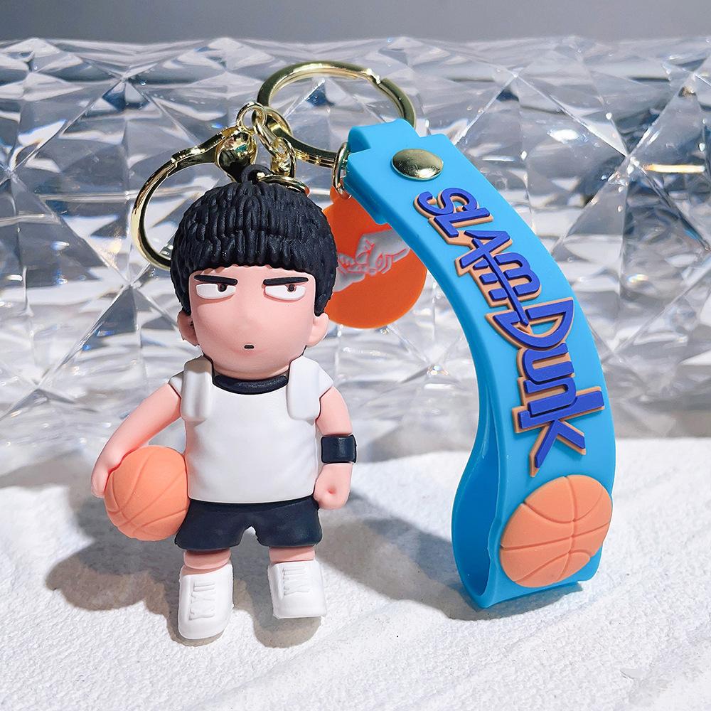 Kawaii Japan Anime Slam Dunk Sakuragi Hanamichi Keychains PVC Cartoon Figure Model Pendant Keyrings Figure Key Toys Gifts