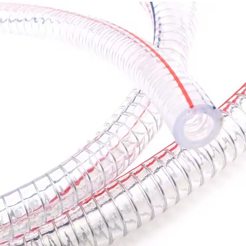 1M Transparent PVC Steel Wire Reinforced Hose, ID10-ID38mm Suitable For Plastic Pipes For Water, Oil, And Transportation