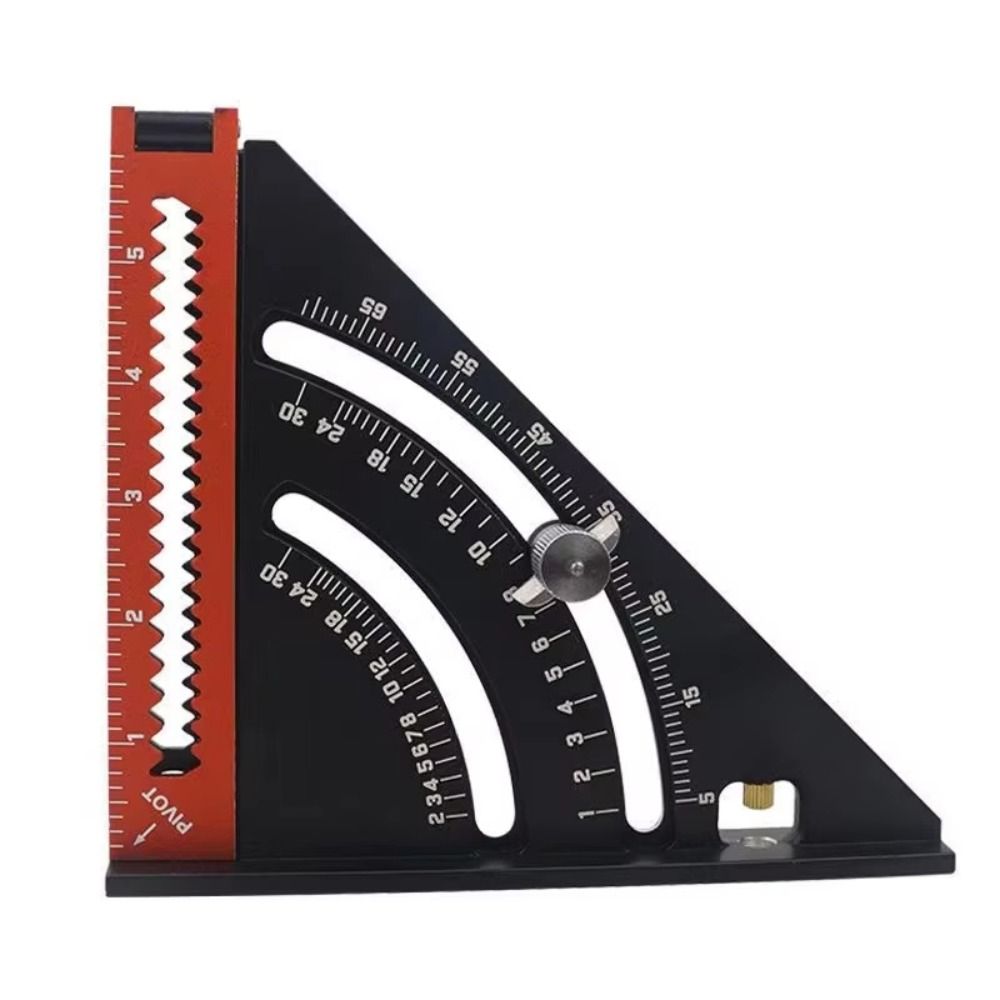 Portable Metric Triangle Angle Ruler Aluminum Alloy 2 in 1 Protractor Multi-function Adjustable Angle Measurement Tool