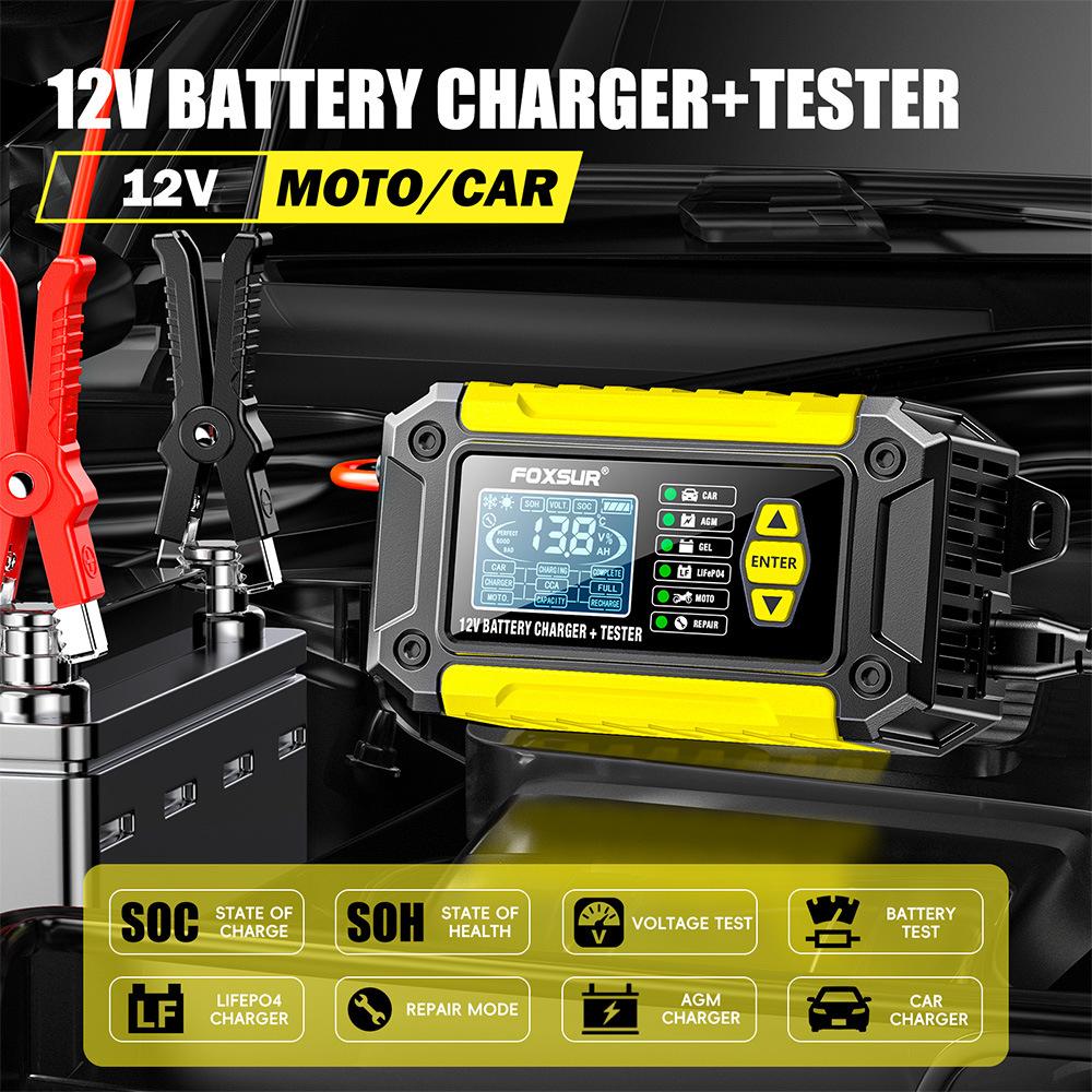 2-in-1 Intelligentes Auto-Batterieladegerät Systemtester Auto Motorrad Batterieanalysator Für Blei-Säure AGM GEL Lithium LiFePo4 Batterien