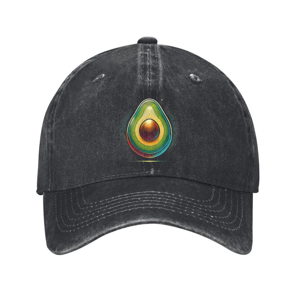 Rainbow Avocado Print Baseball Cap Adjustable Cotton Washed Dad Hat Casual Unisex Adult