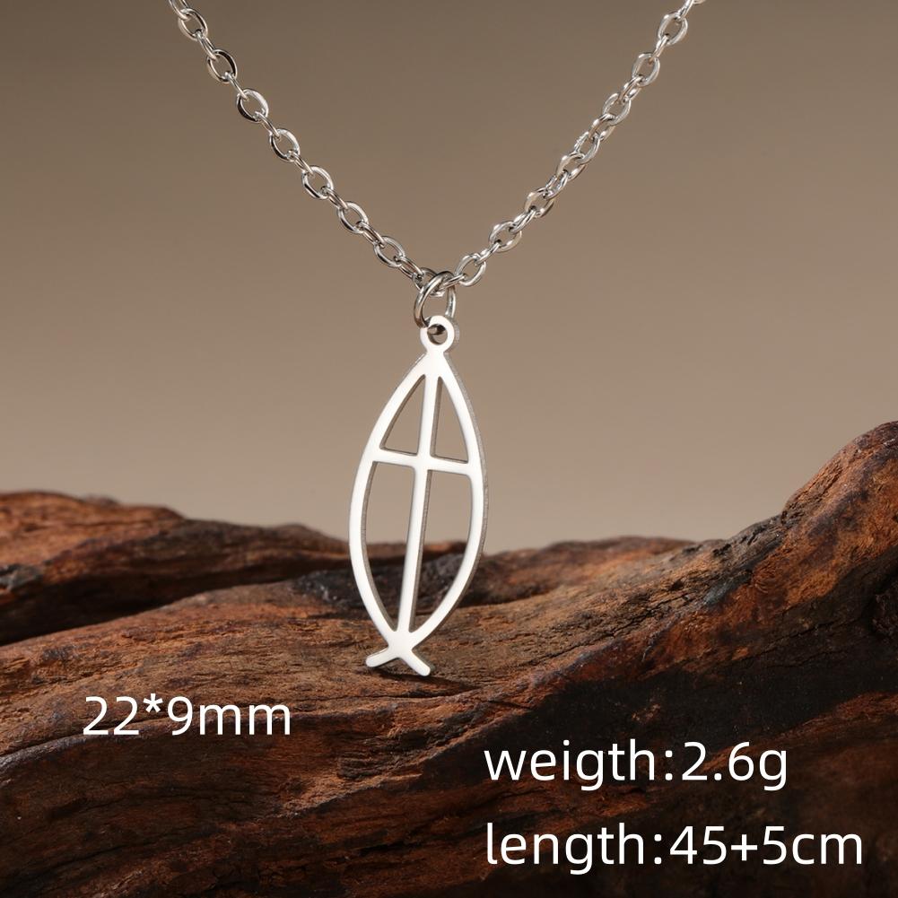 

LIKGREAT Christian Jesus Fish Pendant Necklace for Women Stainless Steel Ichthys Faith Pray Choker Jewelry Valentine s Day Gifts