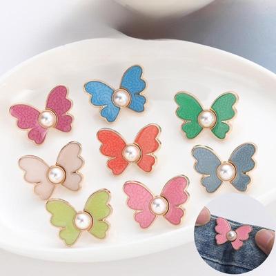 Verstellbarer Taillenschnallenknopf mit Schmetterlingsmotiv für Jeans – nahtlos, nagelfrei, abnehmbar