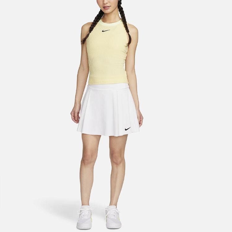 Nike Court Slam Logo Color Block Crew Neck Vest Women Tops Soft-Yellow FD5636-722