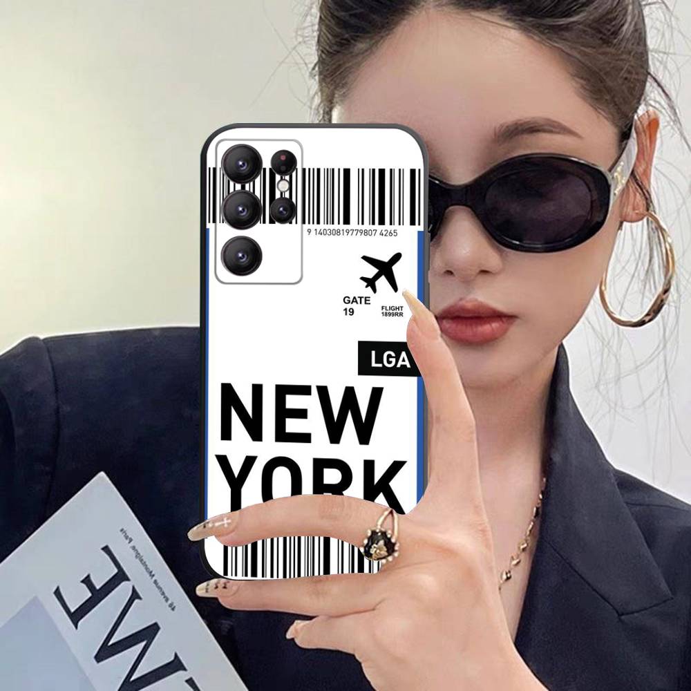 Funny World City Tourist Ticket Label Case For Samsung Galaxy Case S25 S23 S22 S21 S30 S20 S10 Ultra Plus FE TPU Soft Cover