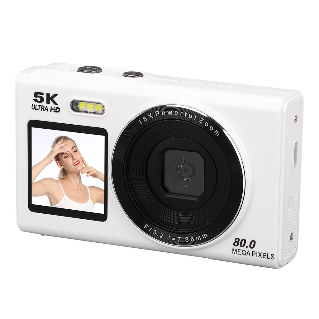 Digital Camera 5K 80MP Double Screen Autofocus 18x Zoom WiFi Camera with Flash for Travel Live Streaming