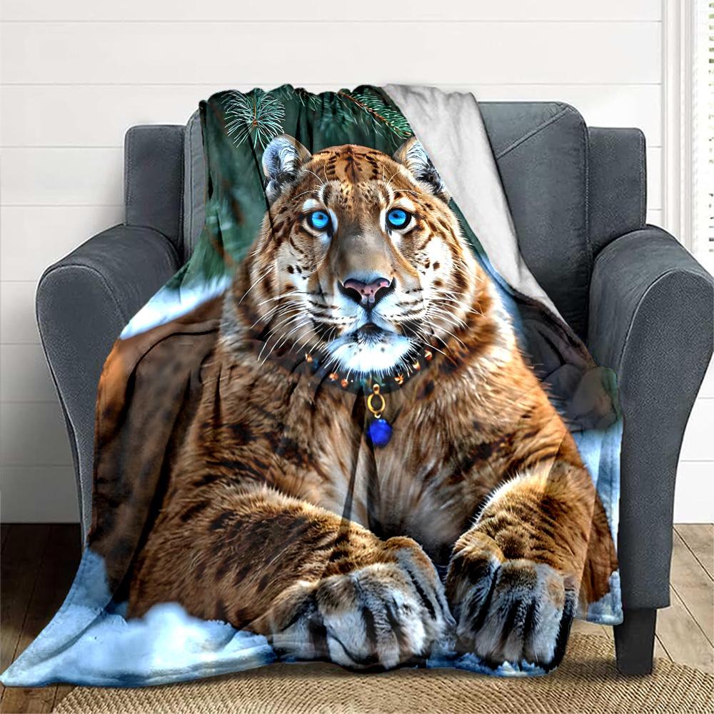 

1pc Tiger Print Blanket Lightweight Flannel Blanket Throw Blanket For Sofa, Bed, Travel, Camping, Livingroom, Office, Couch, Chair, And Bed yy25101519 100x150cm