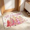 Luxury Printed Doormat Vintage Watercolor Xmas Tree Welcome Snowflake Golden Star Floor Mat For Front Entry Porch Indoors