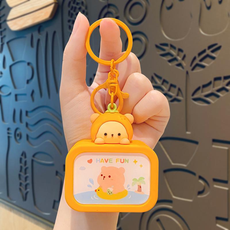 Adorable Silicone Bear Night Light Keychain Cute Cartoon Design For Gifts