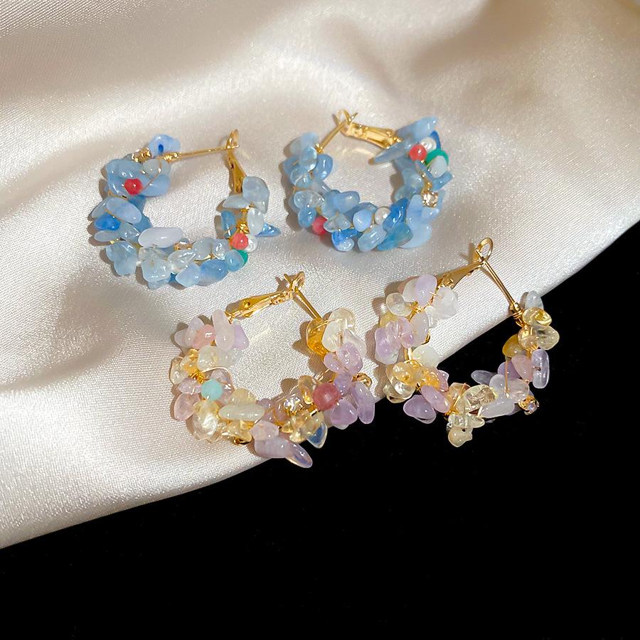 Irregular Natural Stone Pearl Earrings Sweet and Fresh Earrings Fashionable and Versatile Earrings