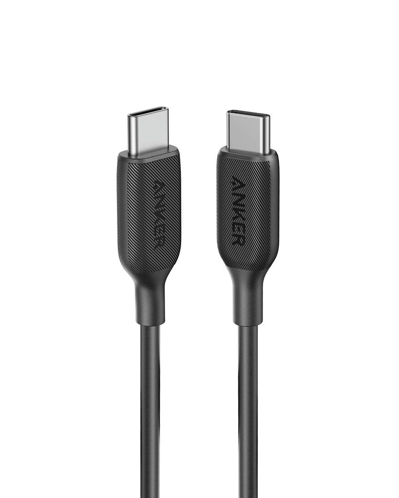 Anker PowerLine III Cable 60W USB PD Compatible with iPhone MacBook iPad and Galaxy USB-C & USB-C 2.0 (0.9m Black) - Ultra-Durable 16/15, Pro/Air,
