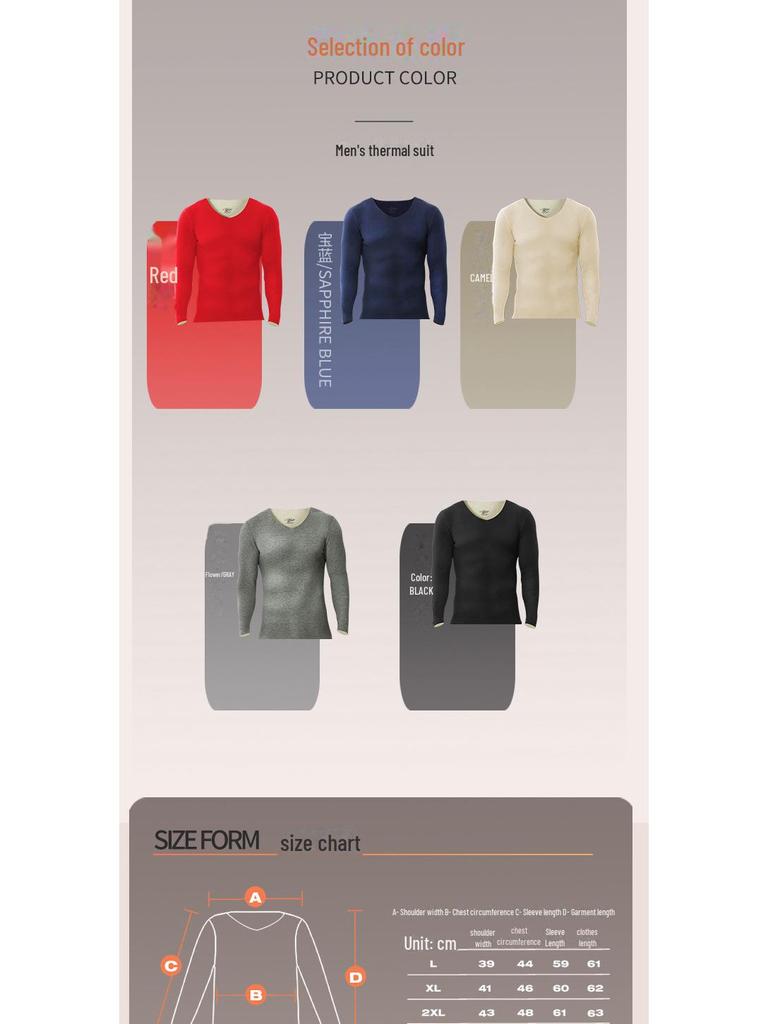 Men's Thermal Underwear Top - Velvet Lined, Thickened Long-Sleeve for Autumn/Winter Cold Protection