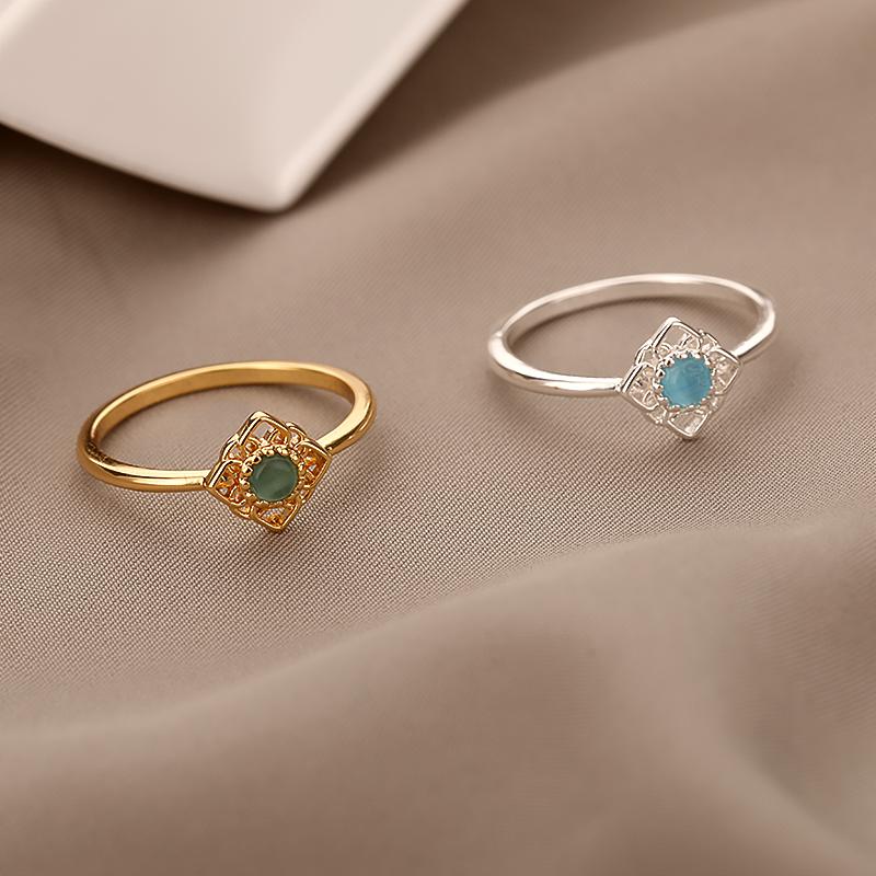 Inele Lotus Opal Verde pentru Femei Inele Delicate Inel din Oțel Inoxidabil Piatra Natală din Octombrie Accesorii pentru Degete Zircon Cadouri 2024