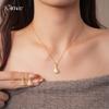 18k real gold electroplated new Chinese zircon geometric fan necklace women's sweater chain necklace