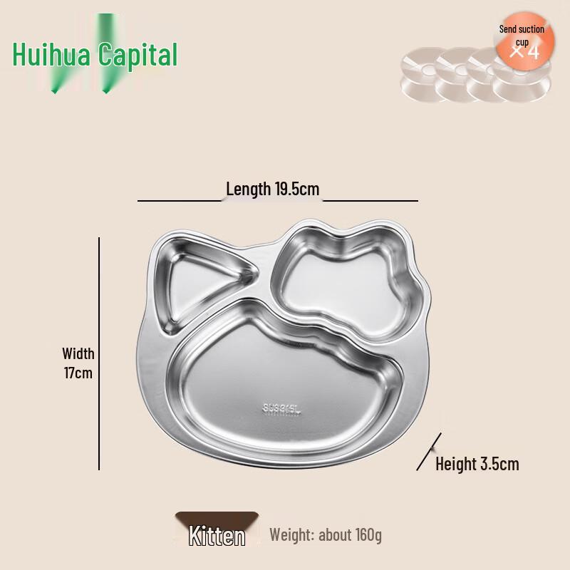 HUIHUADU 316 Stainless Steel Divided Plate for Kids