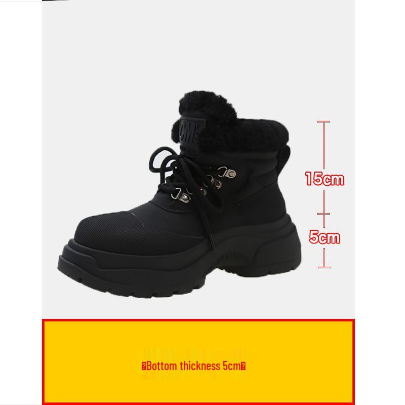 

Женские зимние ботинки на толстой подошве 2024: Новый стиль, плюшевая подкладка, тепло до -40°C 40 чёрный