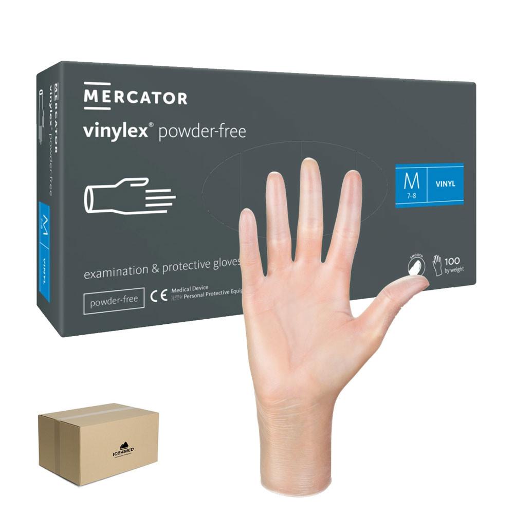 Vinyl Gloves Powder-Free Mercator Vinylex Transparent 100 Pcs Carton 10 Pack