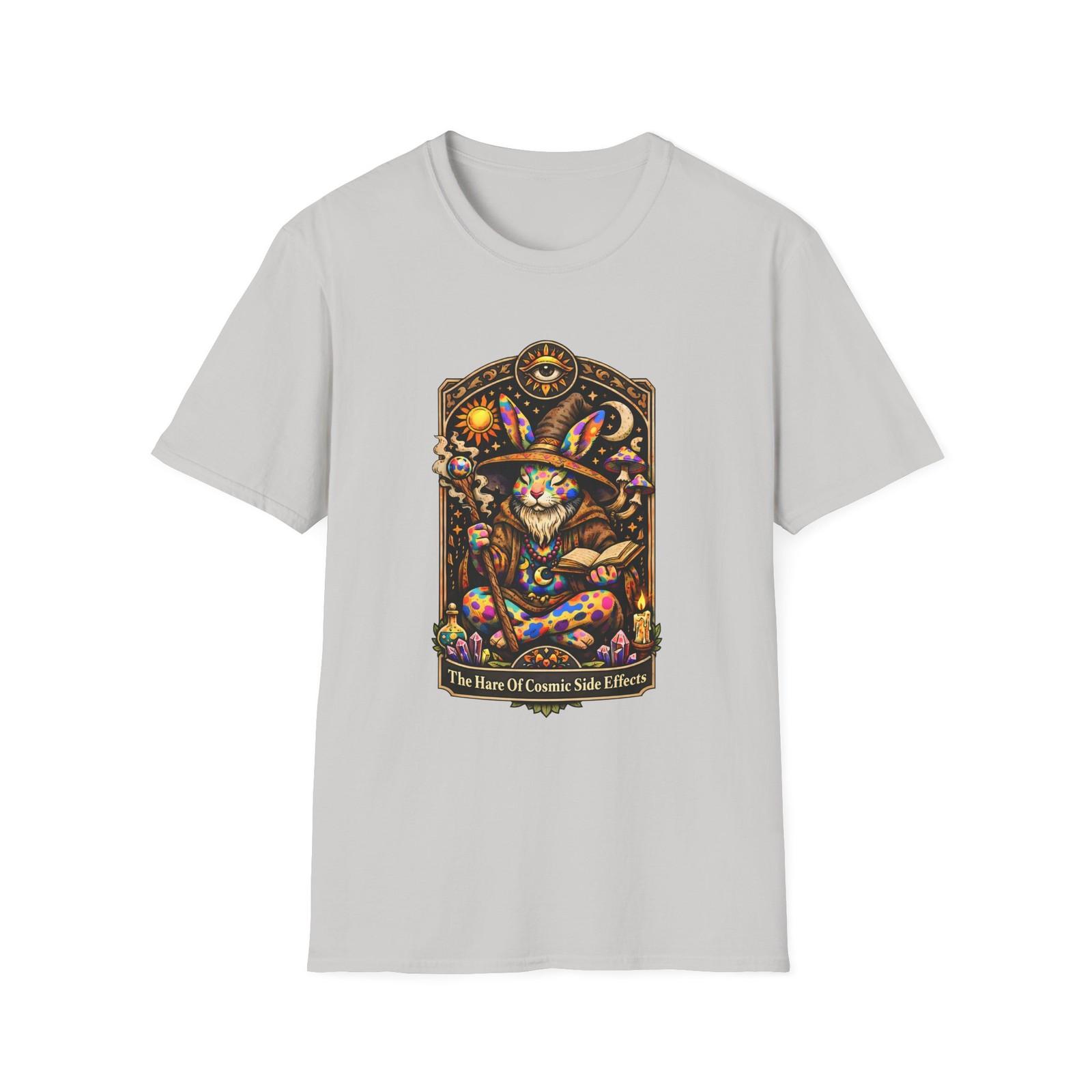 Unisex Softstyle T-Shirt Hare Wizard Psychedelic Spots Tarot Moon Sun Mushrooms S разноцветный