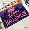 [2D FLAT] Haunted House Jack-O'-Lantern Bat Dead Tree Ghost Door Mat Non-Slip Durable Flannel Mat 1.02 Cm Sponge Thickness Machine Washable Soft Comfo