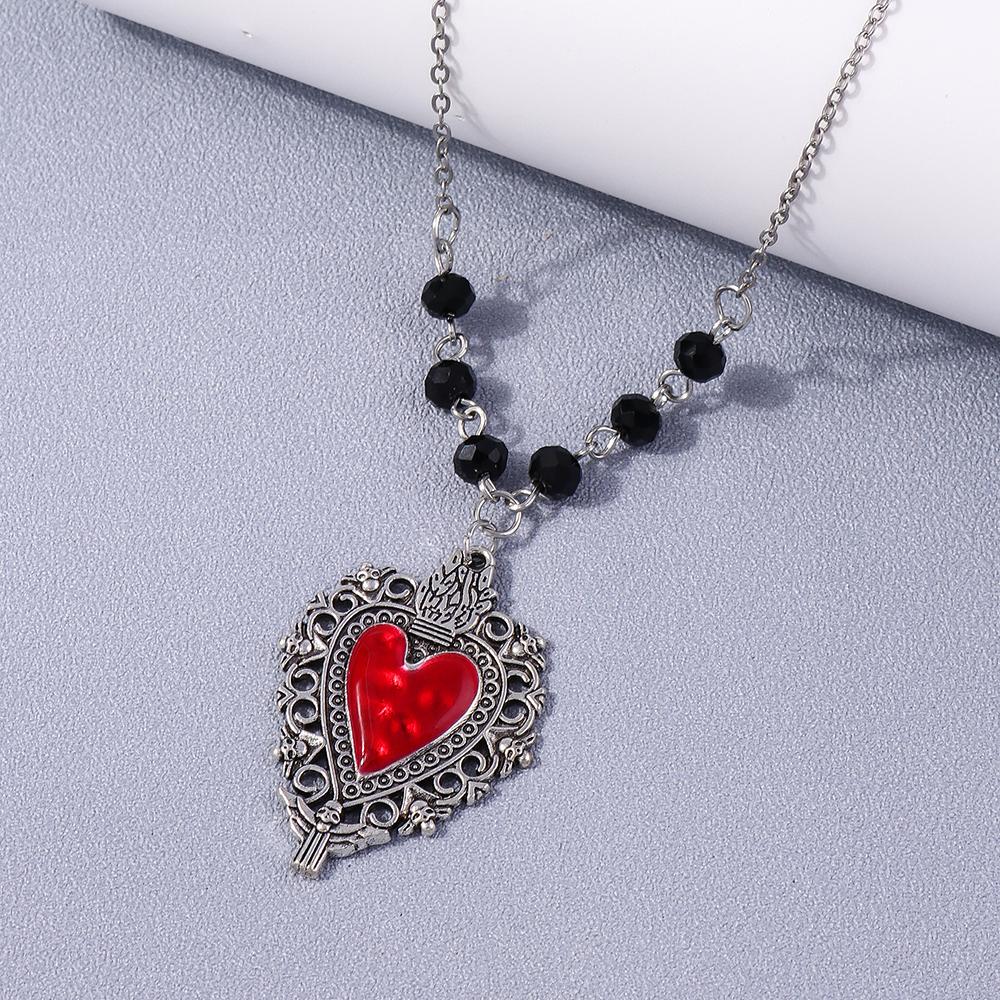 Gothic Skull Love Heart Necklace for Women Men Religious Crucifix Necklaces Punk Jewelry Gifts