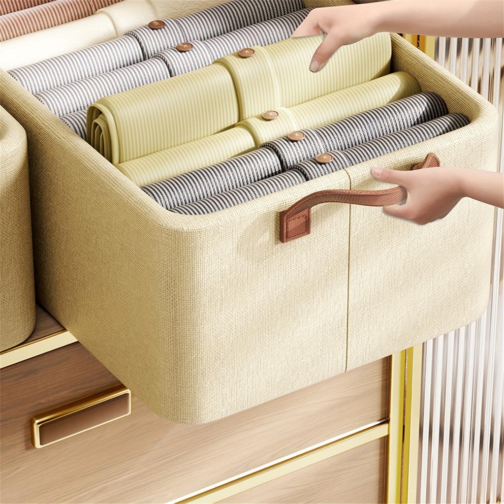 Space-Saving Folding Storage Box With Steel Frame 2 Handles Office Supplies,Quilt Organization Foldable Storage Drawers