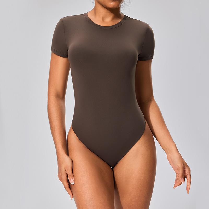 

Женский европейский и американский боди для йоги с нагрудной подкладкой - Комбинезон с коротким рукавом для фитнеса и танцев Small