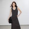 Demana Faux Two-Piece Knit Sleeveless Long Dress