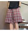 American contrasting plaid shorts men's summer relaxed plaid sports pants loose casual beach five-point pants