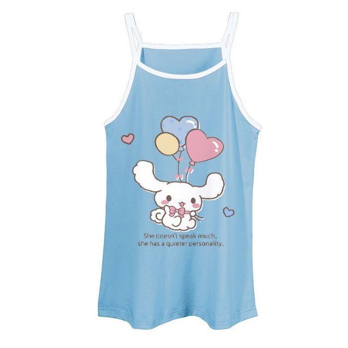 Girls Ice Silk Spaghetti Strap Dress Cute Cartoon Summer Sleepwear 90