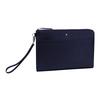 Artisan Series Logo Zipper Closure Leather Clutch Medium Men Clutch Deep-Blue 126063