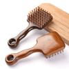 Wide Tooth Wooden Scalp Massager Long Handle Meridian Hair Brush  Travel Use