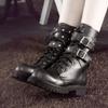 Women Fashion Boots Ladies Combat Army Punk Goth Ankle Shoes Women Gothic Motocycle PU Leather Short Vintage