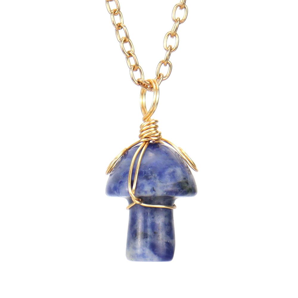 Hand-Woven Crystal Agate Small Mushroom Pendant Necklace Jewelry Diy Jewelry Accessories N584