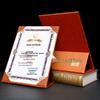 A4 Leather Honor Certificate Stand with Hot Stamping Customization