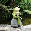 1pc resin patio lawn decoration desktop balcony home furnishings cartoon animal frog statue garden