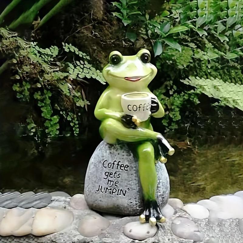 1pc resin patio lawn decoration desktop balcony home furnishings cartoon animal frog statue garden