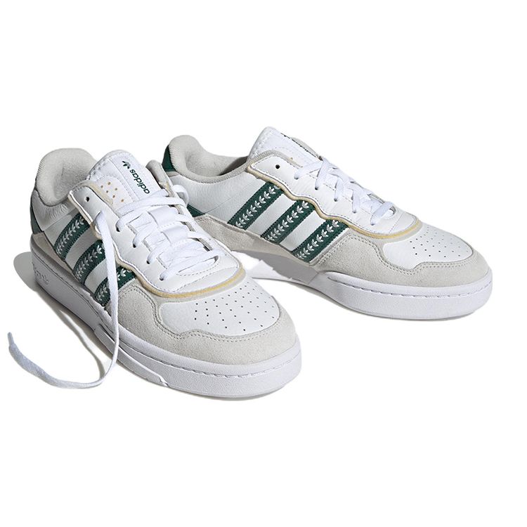 Adidas Originals Courtic Fabric Leather Suede Sneakers Unisex Sneakers Gray Green White ID4080