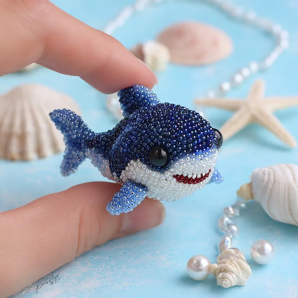 Bead Embroidery Kit, Beginner-Friendly Sea Creature Beaded Embroidery Kits, DIY Animals Three-Dimensional Beadwork Craft Kit