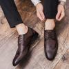 Large Size 2025 Spring Men's Shoes Pointed Leather Shoes British Trend Casual Retro Resistant Leather Shoes