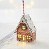 Christmas Gingerbread House Ornament Wooden Light Up Village House Christmas Tree Hanging Ornaments for Holiday Winter Home Party Tree Decor